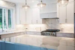 white-kitchen-island-lighting
